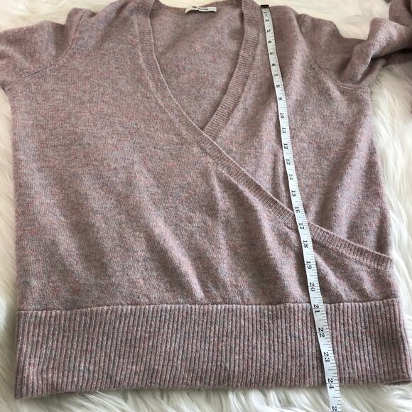 Madewell Wrap-Front Pullover Sweater Coziest Yarn Size S Pink Wool Alpaca EUC - Picture 10 of 10